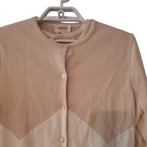 Talbots nwt 2 piece twinset cardigan shell sweaters womens L Italy chevron - Picture 6 of 7